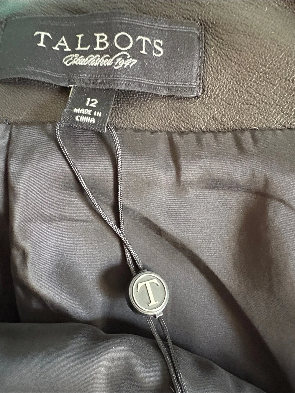 Talbots Classic Black Leather Pencil Skirt Size 12